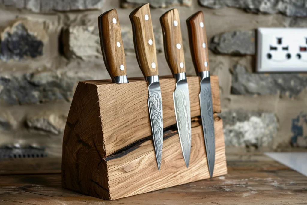 knife block made of oak wood